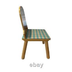 Chaise d'enfant en bois vintage Disney Winnie l'Ourson avec siège à carreaux, décoration de nursery