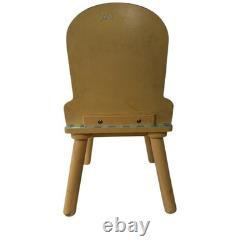 Chaise d'enfant en bois vintage Disney Winnie l'Ourson avec siège à carreaux, décoration de nursery