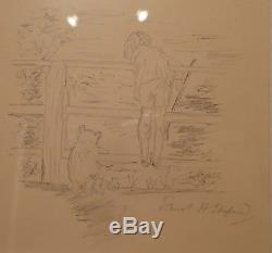 Christopher Robin Et Winnie L'ourson Drawing & Eeyor Signé Par E H Shepard