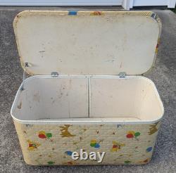 Coffre à jouets vintage en vinyle matelassé Pearl Wick très rare avec Winnie l’Ourson