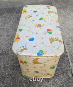 Coffre à jouets vintage en vinyle matelassé Pearl Wick très rare avec Winnie l’Ourson