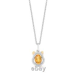 Collier pendentif Winnie l'Ourson Oval en citrine lab créée en argent sterling 925