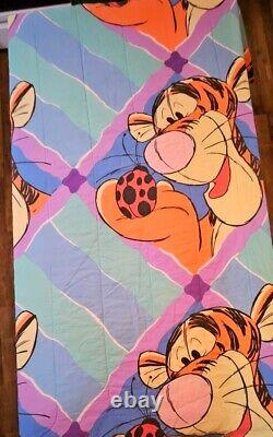 Couette réversible VTG Disney Winnie l'ourson Tigger Coccinelle Full Queen 80X80