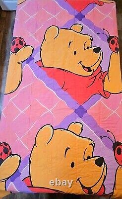 Couette réversible VTG Disney Winnie l'ourson Tigger Coccinelle Full Queen 80X80