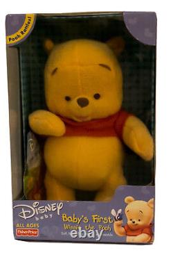 DISNEY 2001 Premier Winnie l'Ourson pour bébé dans sa boîte neuve, hochets 94853, Fisher Price