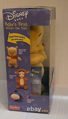 DISNEY 2001 Premier Winnie l'Ourson pour bébé dans sa boîte neuve, hochets 94853, Fisher Price