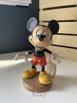 Disney Conrad Moroder 6 Mickey Mouse Woodcarved Hand Painted Tag Italie Rare