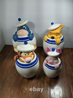 Disney Direct Winnie Le Pooh Piglet Tigger Eeyore Peek Cookie Jar Set