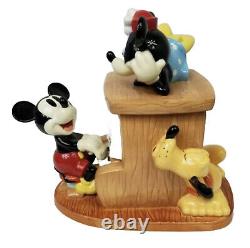 Disney Mickey Minnie & Pluto Piano Cookie Jar Nouveau! Rare Retraité Vintage Dans la Boîte