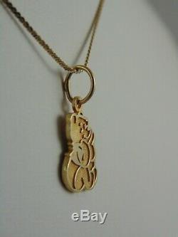 Disney Solid 14k Or Jaune Winnie L'ourson Ours Charm Pendentif Italie Collier