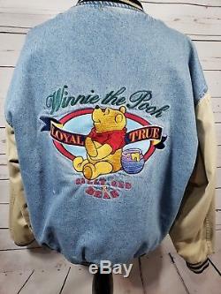 Disney Store Denim Varsity Jacket Winnie L'ourson Doublé Brodé