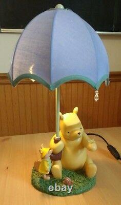 Disney Store Pooh Just Begun Lamp Umbrella Raindrop Porcelet 90 Bleu Rare Vintage
