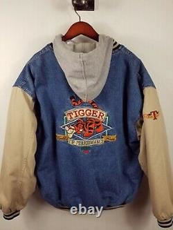 Disney Store Winnie Le Pooh Tigger Denim Khaki Varsity Veste Vintage Taille XL