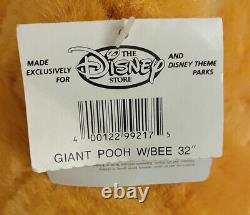 Disney Store Winnie The Pooh 32 Jumbo Giant Peluche Ours Avec L'abeille