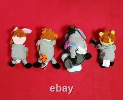 Disney Store Winnie The Pooh & Gang As The Beatles 1964 Mop Top Bean Bag Plush