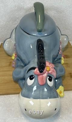 Disney -Vintage- Figurine de boîte à biscuits Eeyore avec fleurs - Années 1990 en bon état