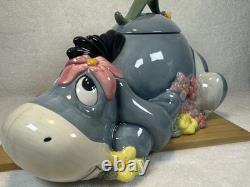 Disney -Vintage- Figurine de boîte à biscuits Eeyore avec fleurs - Années 1990 en bon état