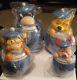 Disney Winnie L'ourson Peek-a-boo Biscuit Jar / Canister Ensemble De 4 En Bleu Nib