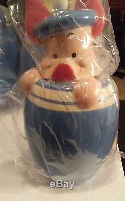 Disney Winnie L'ourson Peek-a-boo Biscuit Jar / Canister Ensemble De 4 En Bleu Nib