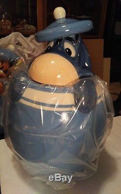 Disney Winnie L'ourson Peek-a-boo Biscuit Jar / Canister Ensemble De 4 En Bleu Nib