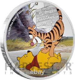 Disney Winnie L'ourson Série Ourson Et Tigrou 1 Oz. Silver Coin Ogp Coa