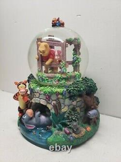 Disney Winnie Le Pooh Musical Snow Globe À La Retraite Rare Grande Condition