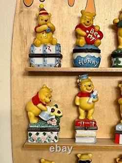 Disney Winnie The Pooh Porcelaine Hinged Box 12 Mois Calendrier Avec Plateau D'affichage