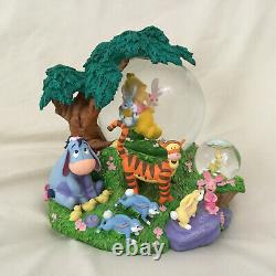 Disney Winnie The Pooh Springtime Bunnies Musical Motion Figurine Duo Snowglobes