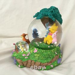 Disney Winnie The Pooh Springtime Bunnies Musical Motion Figurine Duo Snowglobes