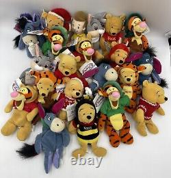 Énorme lot de 21 Winnie l'ourson 8 sacs de haricots différents personnages