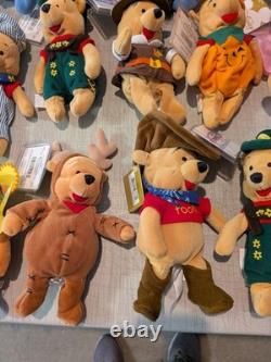 Enorme lot de 31 peluches en sac de fèves Disney Store Winnie l'Ourson Tigrou Bourriquet Porcinet