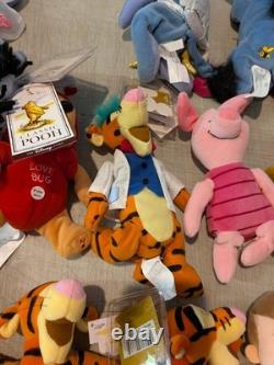Enorme lot de 31 peluches en sac de fèves Disney Store Winnie l'Ourson Tigrou Bourriquet Porcinet