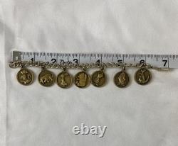 Ensemble Complet Vintage Walt Disney Winnie l'Ourson Bracelet Charm en Ton Doré