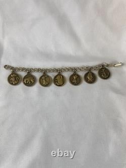 Ensemble Complet Vintage Walt Disney Winnie l'Ourson Bracelet Charm en Ton Doré