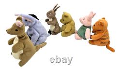 Ensemble Mini Peluches Beanie Gund Classic Winnie l'Ourson Kanga Lapin Porcinet Bourriquet