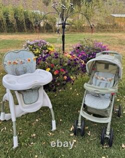 Ensemble assorti rare Y2K Vtg Graco Winnie l’Ourson à carreaux pour poussette + chaise haute