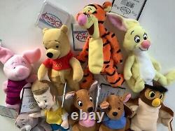 Ensemble complet de 9 peluches Disney Winnie l'ourson et ses amis 7 8 9, collection rare