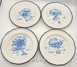 Ensemble de 4 assiettes creuses en grès bleu à motif toile Winnie l’ourson Disney vintage pour salade