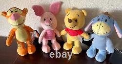 Ensemble de figurines en peluche articulées Disney nuiMOs Tigger, Porcinet, Winnie l'Ourson et Bourriquet NWT