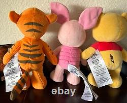 Ensemble de figurines en peluche articulées Disney nuiMOs Tigger, Porcinet, Winnie l'Ourson et Bourriquet NWT