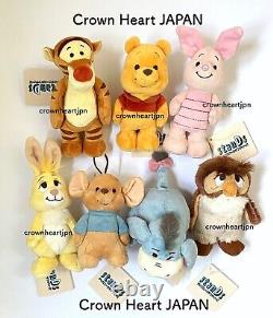 Ensemble de petites peluches rétro Disney Store Japon de 7 Winnie l'Ourson et ses amis