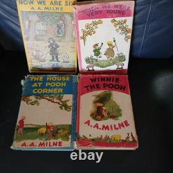 Ensemble vintage Winnie l’ourson en quatre volumes, reliure rigide, toutes les impressions de 1949, réimpressions de 1950