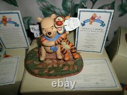 Exc 6 Figurines En Box Vntg Disney Lot Winnie The Pooh + Plush Gund Bear Eeyore