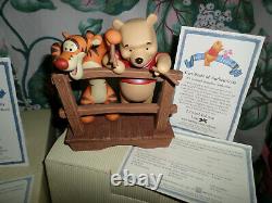 Exc 6 Figurines En Box Vntg Disney Lot Winnie The Pooh + Plush Gund Bear Eeyore