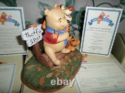 Exc 6 Figurines En Box Vntg Disney Lot Winnie The Pooh + Plush Gund Bear Eeyore