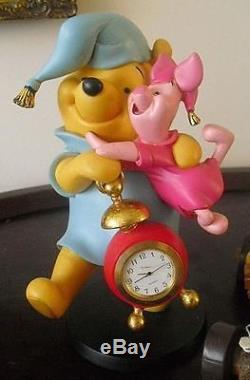 Extrêmement Rare! Walt Disney Winnie L'ourson Avec Horloge De Porcelet Figurine Statue