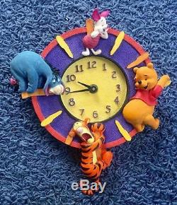 Extrêmement Rare! Walt Disney Winnie L'ourson Avec L'horloge Murale Des Amis