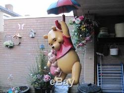 Extrêmement Rare! Walt Disney Winnie L'ourson Et Le Cochon Volant Sur La Statue De Parapluie