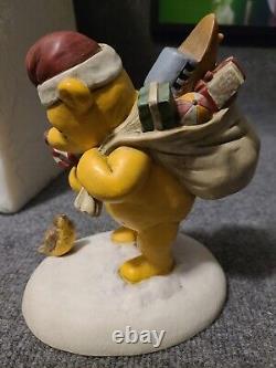 Figurine vintage de Winnie l'Ourson Père Noël Noël Oiseau Canne en Sucre Classique Disney