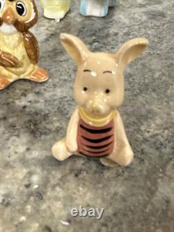 Figurines en porcelaine vintage de Winnie l'Ourson - 6 pièces : Porcinet, Tigrou, Bourriquet, Hibou, Lapin - RARE